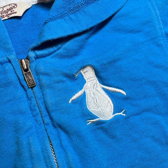 Sky blue toddler Penguin zip hoodie with pockets - Picture 2 of 6